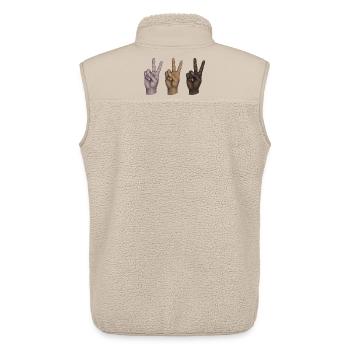 PEACE HANDS  ALL EQUALS  - peace & love - Veste sans manches sherpa unisexe Stanley/Stella - beige - Dos - AI Model Male 178 light (178cm)