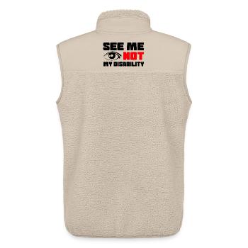 See me, not my disability, wheelchair # - Unisex Sherpa Gilet by Stanley/Stella - beige - Back - AI Model Male 178 light (178cm)
