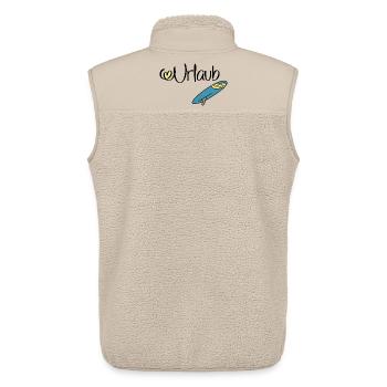 Urlaub mit Surfbrett - Unisex Sherpaweste von Stanley/Stella - Beige - Hinten - AI Model Male 178 light (178cm)