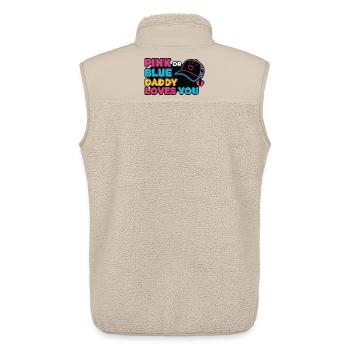 Révélation du genre : rose ou bleu Papa t’aime, bébé - Veste sans manches sherpa unisexe Stanley/Stella - beige - Dos - AI Model Male 178 light (178cm)