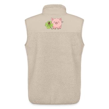 Cochon porte-chanceux Trèfle Coccinelle - Veste sans manches sherpa unisexe Stanley/Stella - beige - Dos - AI Model Male 178 light (178cm)