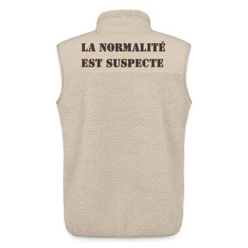 NORMALITÄT IST VERDÄCHTIG - Unisex Sherpaweste von Stanley/Stella - Beige - Hinten - AI Model Male 178 light (178cm)