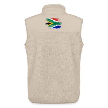 Drapeau de l’Afrique du Sud utilisé - Veste sans manches sherpa unisexe Stanley/Stella - beige - Dos - AI Model Male 178 light (178cm)