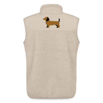 Silhouette de teckel – Design minimaliste pour chien - Veste sans manches sherpa unisexe Stanley/Stella - beige - Dos - AI Model Male 178 light (178cm)