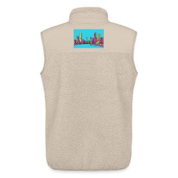 Chongqing City Skyline Yangtze River Line Art - Unisex Sherpa Gilet by Stanley/Stella - beige - Back - AI Model Male 178 light (178cm)