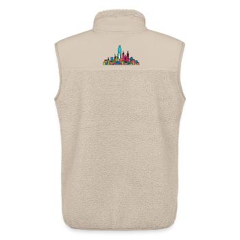 Silhouette de la ville de Genève Jet d’Eau Art Moderne - Veste sans manches sherpa unisexe Stanley/Stella - beige - Dos - AI Model Male 178 light (178cm)