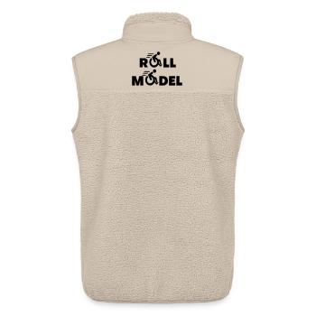 Jeder Rollstuhlfahrer ist ein Vorbild * - Unisex Sherpaweste von Stanley/Stella - Beige - Hinten - AI Model Male 178 light (178cm)