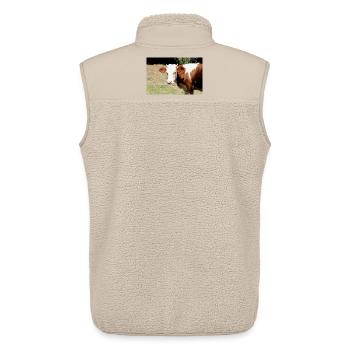 Affiche de vache - Veste sans manches sherpa unisexe Stanley/Stella - beige - Dos - AI Model Male 178 light (178cm)