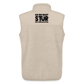 Ich bin nicht stur nur meinungsstabil - Unisex Sherpaweste von Stanley/Stella - Beige - Hinten - AI Model Male 178 light (178cm)