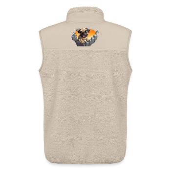 Pug am Felsen beim Sonnenuntergang - Unisex Sherpaweste von Stanley/Stella - Beige - Hinten - AI Model Male 178 light (178cm)