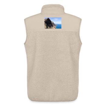 Gran Canaria Küste – Drachenschwanz Cola de Dragó - Unisex Sherpaweste von Stanley/Stella - Beige - Hinten - AI Model Male 178 light (178cm)