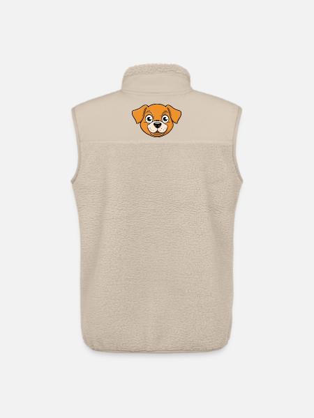 Fröhliches Bild eines Hundekopfes - Unisex Sherpaweste von Stanley/Stella - Beige