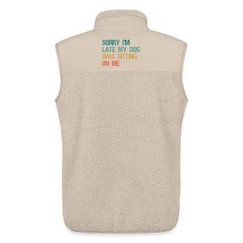 Sorry I'm Late My Dog Was Sitting On Me Retro - Unisex Sherpa Gilet by Stanley/Stella - beige - Back - AI Model Male 178 light (178cm)