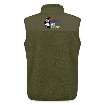 In Serbia we trust - Unisex Sherpaweste von Stanley/Stella - Khaki - Hinten - AI Model Male 178 light (178cm)