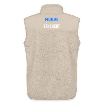 Frühling eskaliert Shirt – Lustiges Frühlingsfest  - Unisex Sherpaweste von Stanley/Stella - Beige - Hinten - AI Model Male 178 light (178cm)