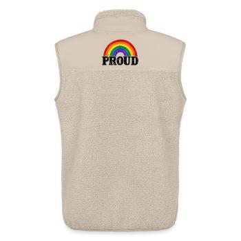 Proud LGBT Spruch Retro Regenbogen Motiv CSD - Unisex Sherpaweste von Stanley/Stella - Beige - Hinten - AI Model Male 178 light (178cm)