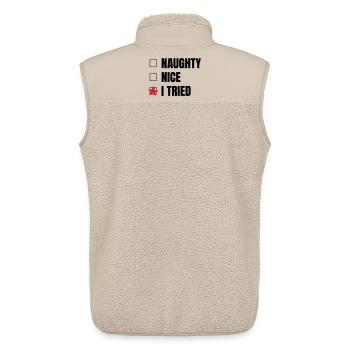 Dictons amusants pour Noël - Veste sans manches sherpa unisexe Stanley/Stella - beige - Dos - AI Model Male 178 light (178cm)
