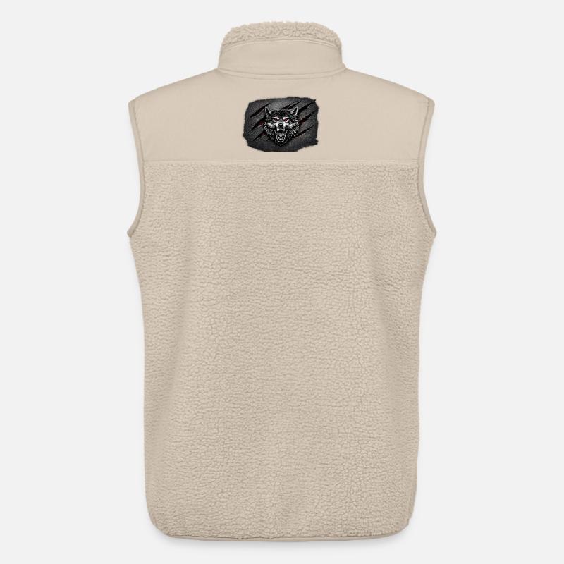 Red eye wolf with scratch marks - Unisex Sherpa Gilet by Stanley/Stella - beige