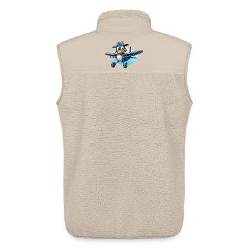 Penguin Pilot in Airplane - Unisex Sherpa Gilet by Stanley/Stella - beige - Back - AI Model Male 178 light (178cm)