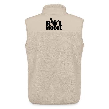 Jeder Rollstuhlfahrer ist ein Vorbild * - Unisex Sherpaweste von Stanley/Stella - Beige - Hinten - AI Model Male 178 light (178cm)