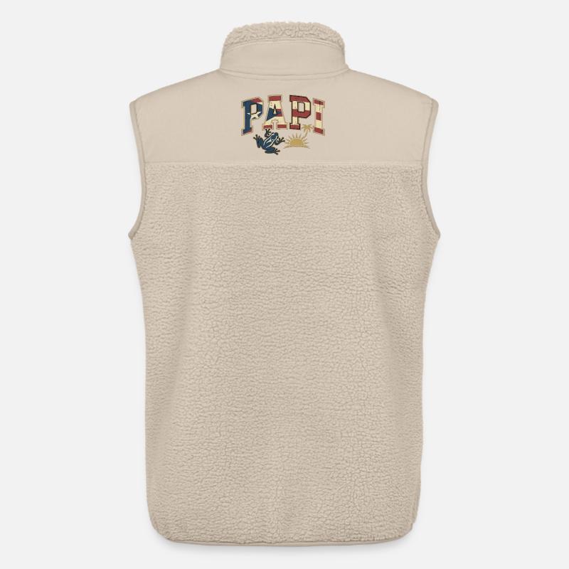 Papi Drapeau de Porto Rico - Veste sans manches sherpa unisexe Stanley/Stella - beige