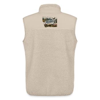 Montana Treasure State Vintage-Reiseaufkleber - Unisex Sherpaweste von Stanley/Stella - Beige - Hinten - AI Model Male 178 light (178cm)