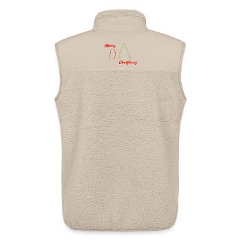 Santa peeing, Merry Christmas, Weihnachten, bunt - Unisex Sherpaweste von Stanley/Stella - Beige - Hinten - AI Model Male 178 light (178cm)
