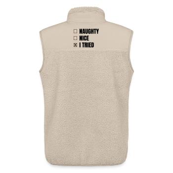 Dictons amusants pour Noël - Veste sans manches sherpa unisexe Stanley/Stella - beige - Dos - AI Model Male 178 light (178cm)