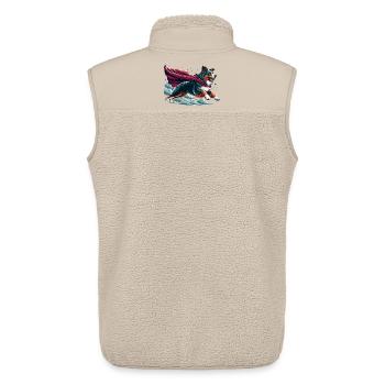 Super Dog Australian Shepherd Sheppie Gift - Unisex Sherpa Gilet by Stanley/Stella - beige - Back - AI Model Male 178 light (178cm)