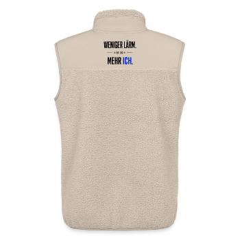 Weniger Lärm - mehr Ich  Statment  - Unisex Sherpaweste von Stanley/Stella - Beige - Hinten - AI Model Male 178 light (178cm)