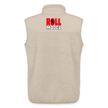 Jeder Rollstuhlfahrer ist ein Rollenmodell* - Unisex Sherpaweste von Stanley/Stella - Beige - Hinten - AI Model Male 178 light (178cm)
