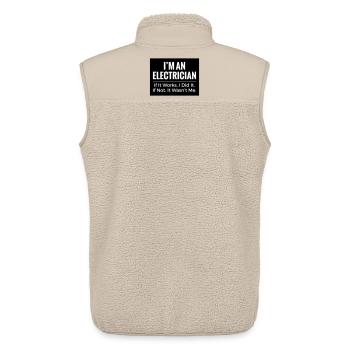 Elektriker-T-Shirt – Witz über Funny Trade Arbeitskleidung - Unisex Sherpaweste von Stanley/Stella - Beige - Hinten - AI Model Male 178 light (178cm)