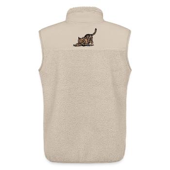 Chat Tigré Marron Étirement Portrait Dynamique - Veste sans manches sherpa unisexe Stanley/Stella - beige - Dos - AI Model Male 178 light (178cm)