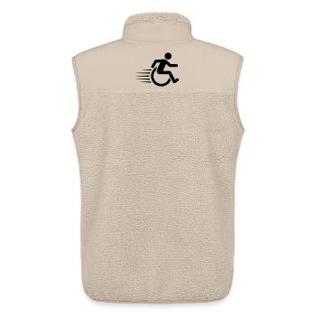 Rollstuhlfahrer unterwegs # - Unisex Sherpaweste von Stanley/Stella - Beige - Hinten - AI Model Male 178 light (178cm)