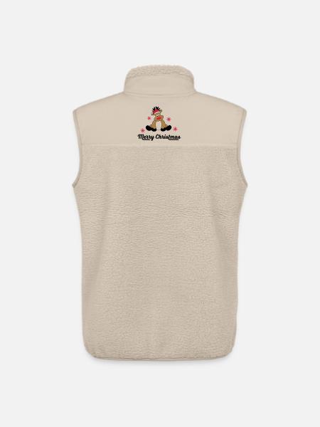 Merry Christmas Greetings - Unisex Sherpa Gilet by Stanley/Stella - beige