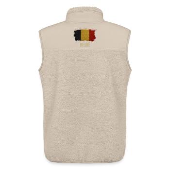 Drapeau grunge de la Belgique, j’adore la Belgique - Veste sans manches sherpa unisexe Stanley/Stella - beige - Dos - AI Model Male 178 light (178cm)