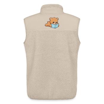 Book Bear Funny Bear reading Book - Unisex Sherpa Gilet by Stanley/Stella - beige - Back - AI Model Male 178 light (178cm)
