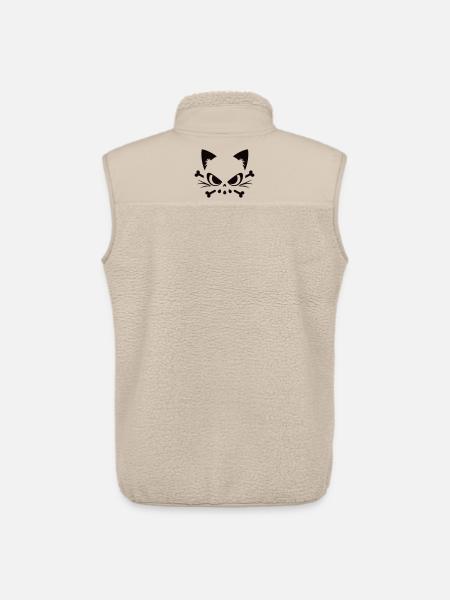Cats Skull | Minimal Skull & Bones motif - Unisex Sherpa Gilet by Stanley/Stella - beige