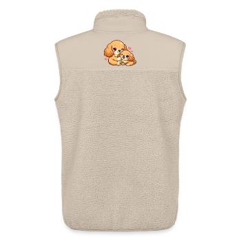 Mom dog cuddles with her puppy - Unisex Sherpa Gilet by Stanley/Stella - beige - Back - AI Model Male 178 light (178cm)
