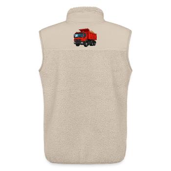 Roter Kipplader Cartoon-Design - Unisex Sherpaweste von Stanley/Stella - Beige - Hinten - AI Model Male 178 light (178cm)
