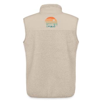 Oldtimer-Traktor bei pastellfarbenem Sonnenuntergang - Unisex Sherpaweste von Stanley/Stella - Beige - Hinten - AI Model Male 178 light (178cm)