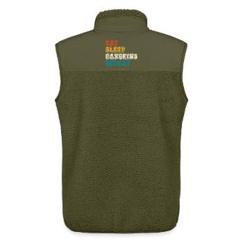 Eat Sleep Canoeing Repeat Color Block - Unisex Sherpa Gilet by Stanley/Stella - khaki - Back - AI Model Male 178 light (178cm)