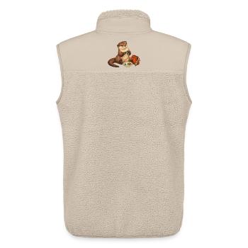 Otter fädelt einen Taschenanhänger - Unisex Sherpaweste von Stanley/Stella - Beige - Hinten - AI Model Male 178 light (178cm)