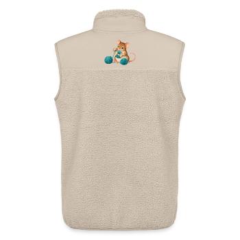 Maus wickelt einen Wollpompon - Unisex Sherpaweste von Stanley/Stella - Beige - Hinten - AI Model Male 178 light (178cm)