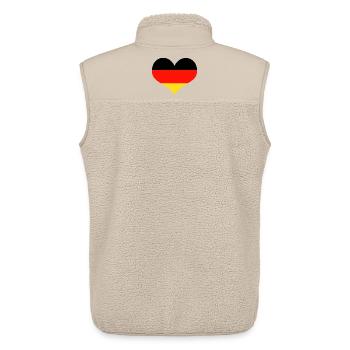 Allemagne coeur noir rouge or - Veste sans manches sherpa unisexe Stanley/Stella - beige - Dos - AI Model Male 178 light (178cm)