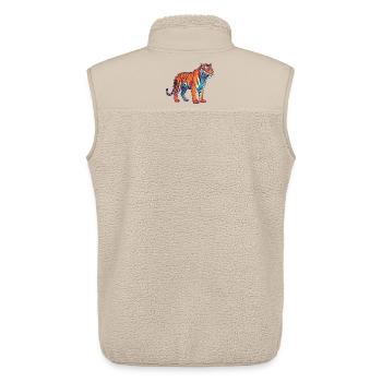 Aquarelle Pop Art Coloré Arc-en-ciel Tigre - Veste sans manches sherpa unisexe Stanley/Stella - beige - Dos - AI Model Male 178 light (178cm)