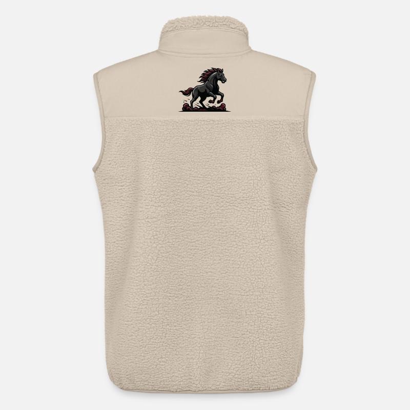 Mitternachtsgalopp Schwarze Pferde-Truppe - Unisex Sherpaweste von Stanley/Stella - Beige
