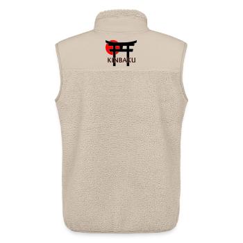 Kinbaku unter Torii und roter Sonne (weiß) - Unisex Sherpaweste von Stanley/Stella - Beige - Hinten - AI Model Male 178 light (178cm)