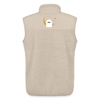 Moon Ghost Badge – Minimal Line‑Art T‑Shirt | Weiß - Unisex Sherpaweste von Stanley/Stella - Beige - Hinten - AI Model Male 178 light (178cm)
