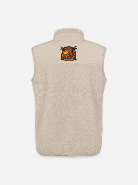 Relaxing Capybara Hammock Sunset Music Headphones - Unisex Sherpa Gilet by Stanley/Stella - beige